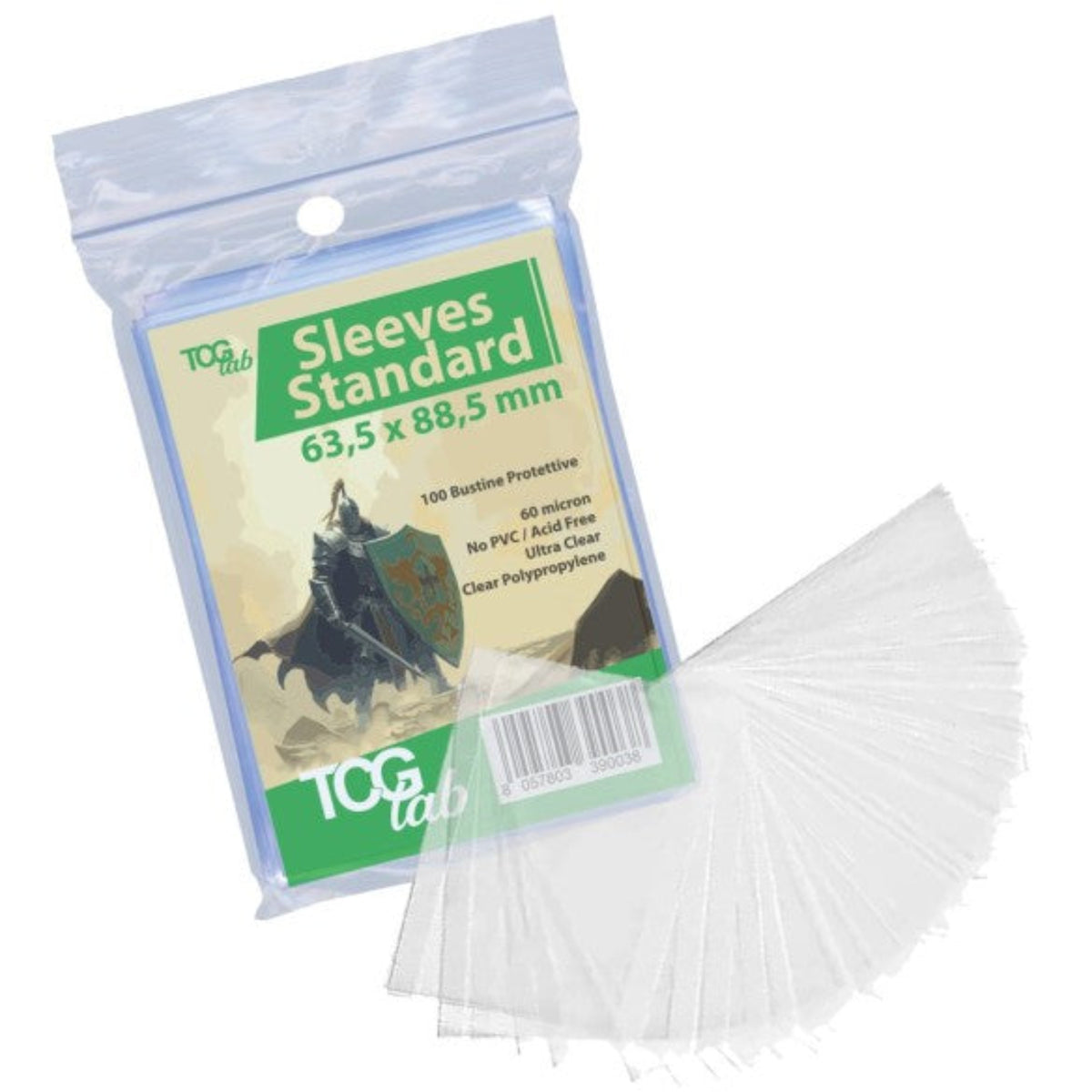 TCGLab Sleeves Standard Ultra Clear 60 Micron – 100 Bustine Protettive 63,5×88,5 mm