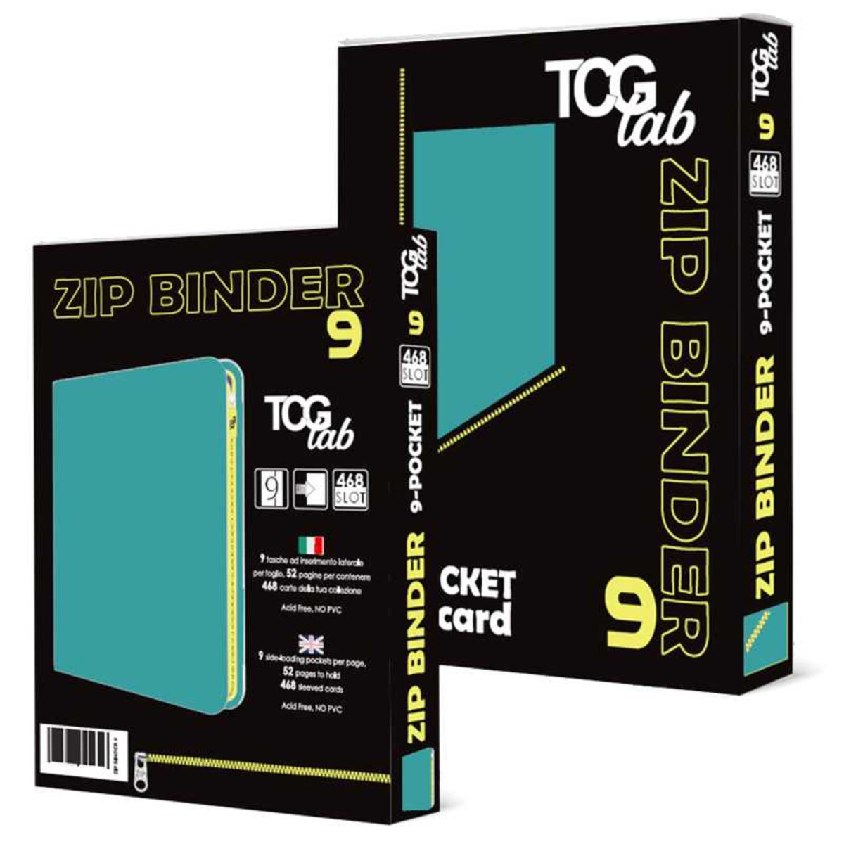 TCGLab Zip Binder 9 Tasche – 468 Carte – con Zip Gialla