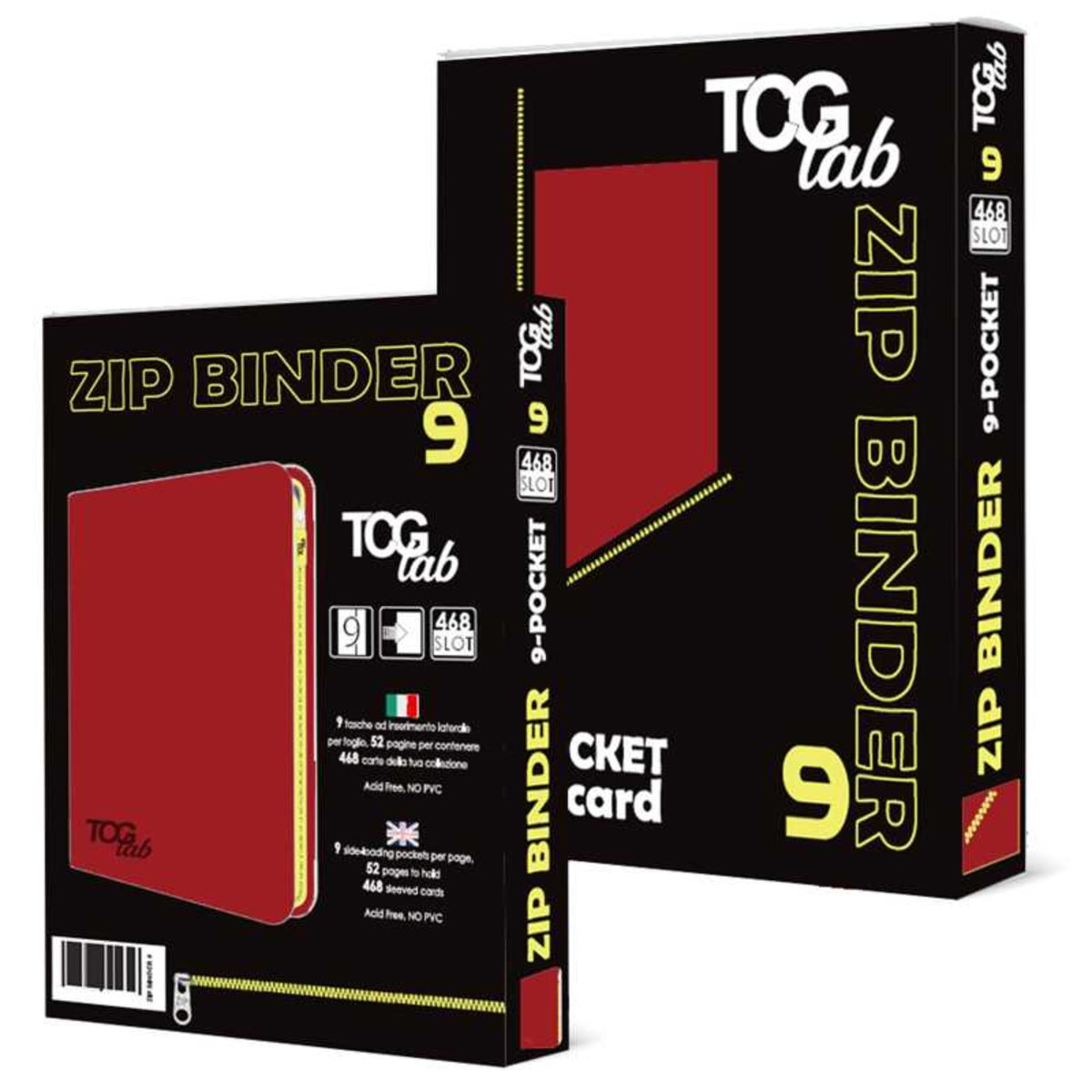 TCGLab Zip Binder 9 Tasche – 468 Carte – con Zip Gialla